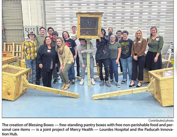 Image of group of students with Blessing Boxes