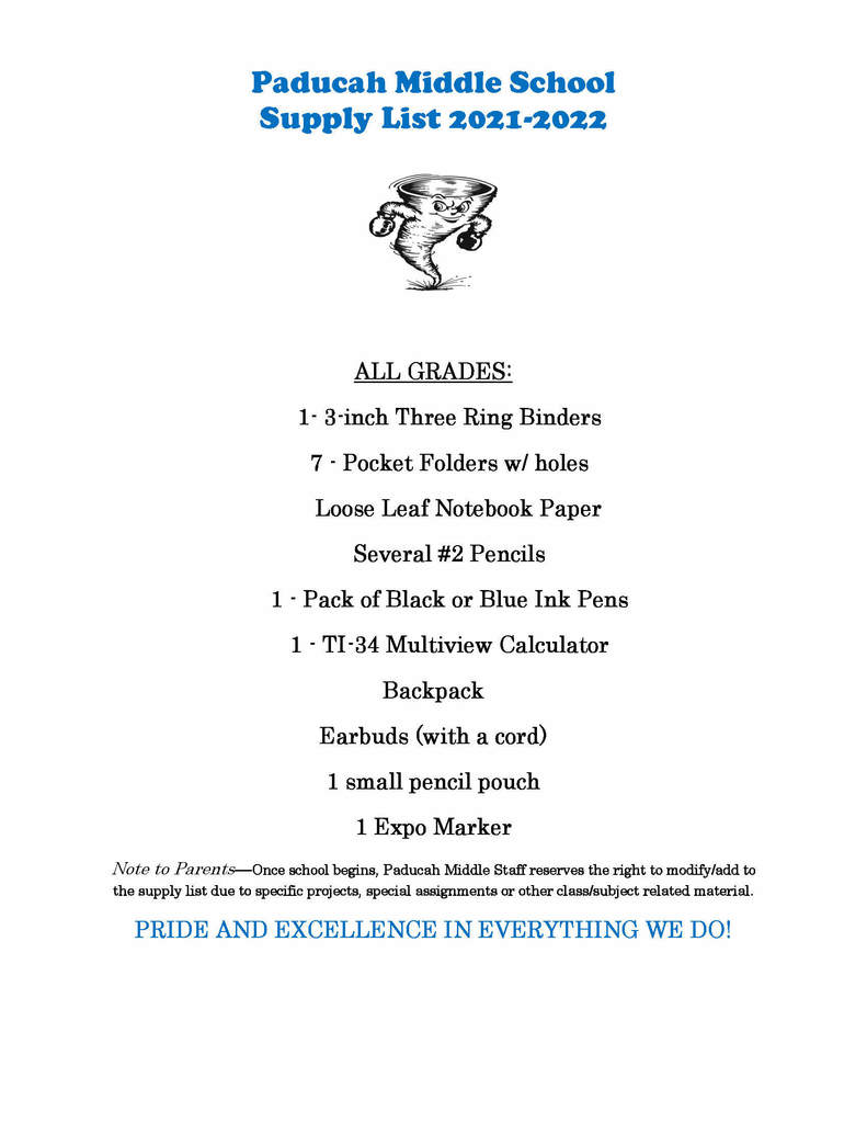 PMS Supply List 21-22